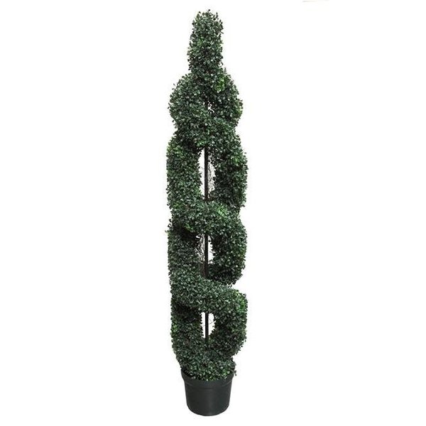 Adlmired By Nature Admired by Nature GTR4631-NATURAL Artificial Boxwood Leave Double Spiral Topiary in Plastic Pot; Green - 5 ft. GTR4631-NATURAL